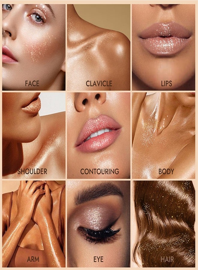 Grospe Body Shimmer Powder Puff, Makeup Powder Puff with Glitter Multi-Use Highlighter Powder Long-Lasting Soft and Comfortable Highlighter Makeup Powder Ideal Gift for Any Occasion - Image 4